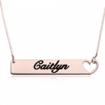 1 naam hart 'bar' naamketting 24K rose goud verguld