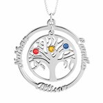 3 namen - Naamketting levensboom met Geboortestenen en Namen Zilver, 24k Gold of Rosé Plated