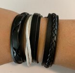 3 zwarte handgemaakte leren armbanden