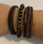 3 bruine handgemaakte leren armbanden