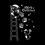 Kerststicker kerstman op ladder